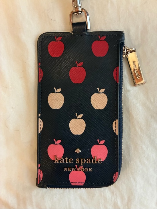 kate spade Handbags - Kate Spade New York Apple Print Zip ID badge wallet lanyard